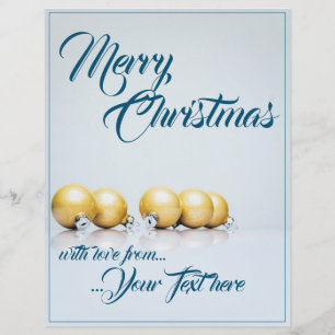 Papier Cinq boules dorées de Noël - écriture bleue