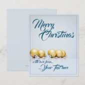 Papier Cinq boules dorées de Noël - écriture bleue (Devant / Derrière)