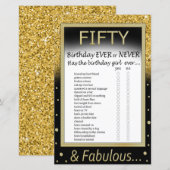 Papier Cinquante Anniversaire Jamais ou jamais Jeu (Devant / Derrière)