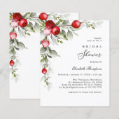 Papier Circulaire d'hiver Holly Berry Fête des mariées Bu (Devant / Derrière)