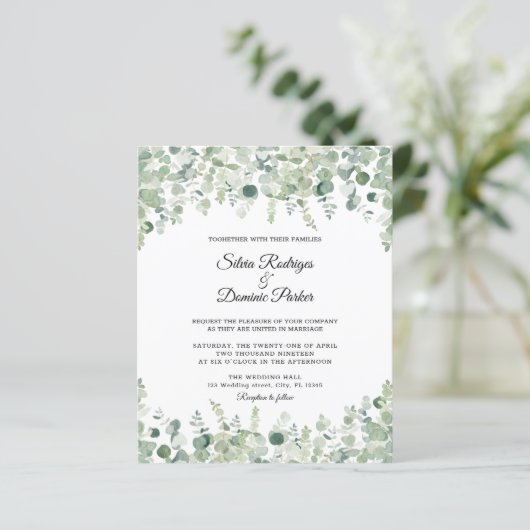 Papier Circulaire Mariage Eucalyptus Budget (Debout devant)