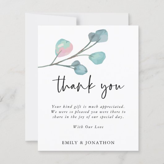 Papier Citation BUDGET Eucalyptus Mariage 3 Merci photo (Devant)