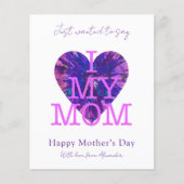 Papier Citation de la journée des mères j'aime maman aqua (Devant)