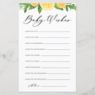 Papier Citations pour une Baby Shower Citrons & Oranges p