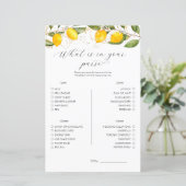 Papier Citron Ce Qui Est Dans Votre Jeu De Fête des marié (Debout devant)