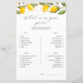 Papier Citron Ce Qui Est Dans Votre Jeu De Fête des marié (Devant)