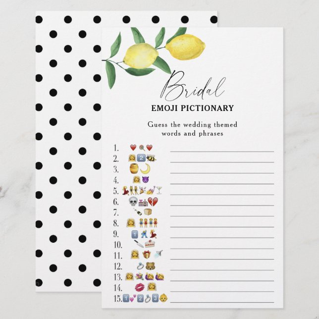 Papier Citron citrus - jeu de pictionary emoji pour enter (Devant / Derrière)
