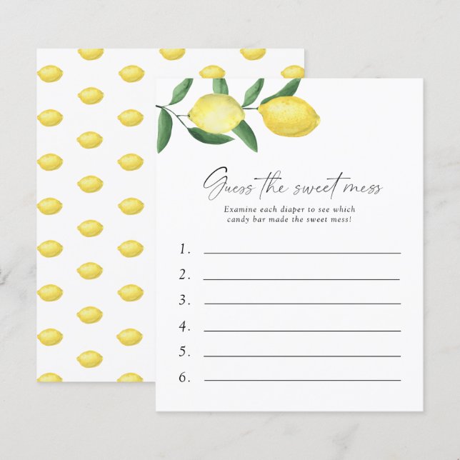 Papier Citron - Devinez le jeu de baby shower sucré (Devant / Derrière)