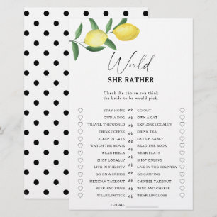 Papier Citron - Jeu de baby shower pour la mariée