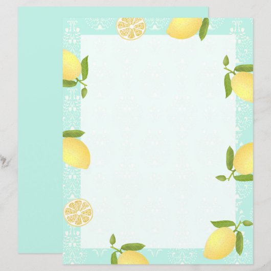Papier Citron Motif Aimer Bleu (Devant / Derrière)