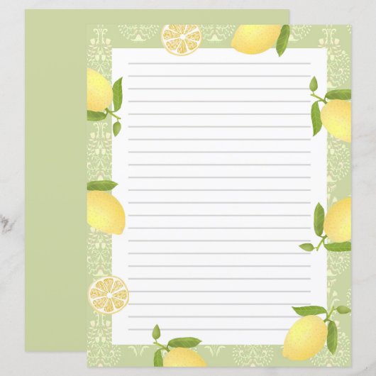 Papier Citron Motif Aimer Vert (Devant / Derrière)