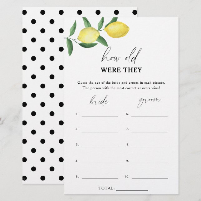 Papier Citron - Quel âge avaient-ils jeu de mariage (Devant / Derrière)