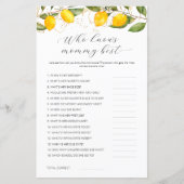 Papier Citron Qui Connaît Maman Meilleur Baby shower Jeu (Devant)