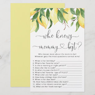 Papier Citron Qui Connaît Maman Meilleur Baby shower Jeu