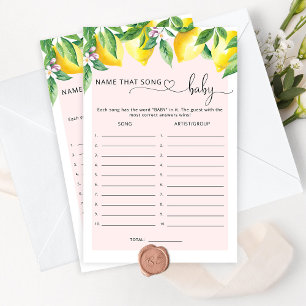 Papier citron rose nom de la chanson jeu de baby shower