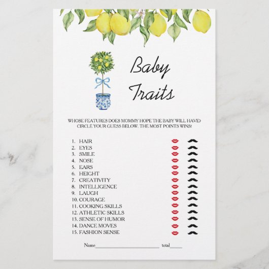 Papier Citronnier Tree Baby Traits Jeu (Devant)