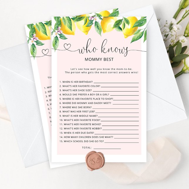 Papier citrons aquarelle qui connaît maman meilleur jeu (Créateur téléchargé)