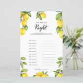 Papier Citrons Citrus Le prix est droit jeu bébé (Debout devant)