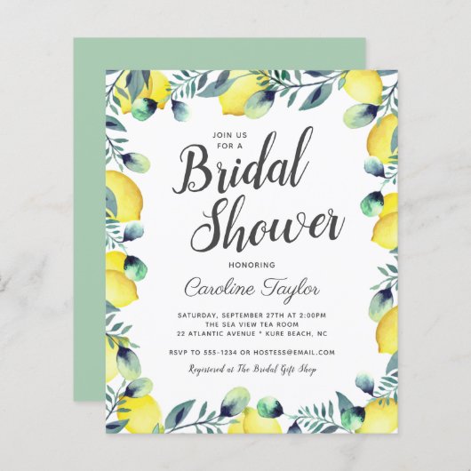 Papier Citrons et Eucalyptus Été Fête des mariées brillan (Devant / Derrière)