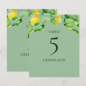 Papier Citrons et feuillage d'été vert Nom de la table (Devant / Derrière)