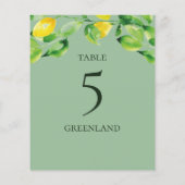 Papier Citrons et feuillage d'été vert Nom de la table (Dos)