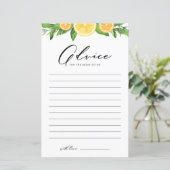 Papier Citrons et oranges Fêtes des mariées d'été Conseil (Debout devant)