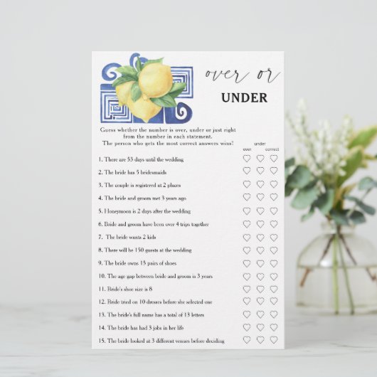 Papier Citrons grecs - Au-dessus ou sous la douche nuptia (Debout devant)