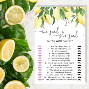 Papier Citrons Il A Dit Qu'Elle A Dit Fête des mariées Ga