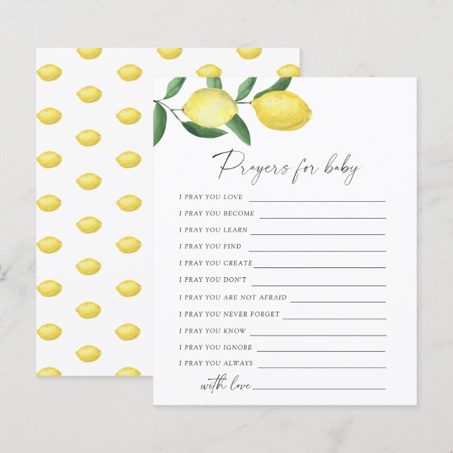 Papier Citrons - Jeu de fête | prières pour jeu de bébé (Devant / Derrière)