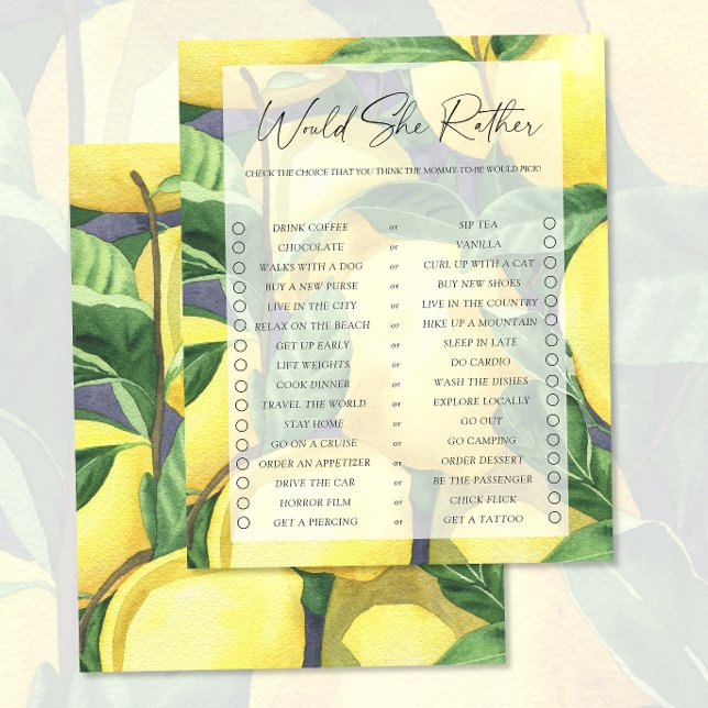 Papier Citrons - Jeu "Préfèrerait-elle" (Créateur téléchargé)
