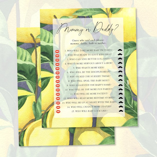 Papier Citrons - maman ou papa jeu de baby shower (Créateur téléchargé)