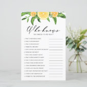 Papier Citrons qui connaît Marié le meilleur jeu de douch (Debout devant)