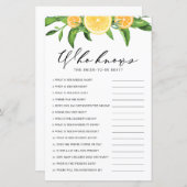 Papier Citrons qui connaît Marié le meilleur jeu de douch (Devant / Derrière)