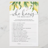 Papier Citrons qui connaît Marié le meilleur jeu de douch (Devant)