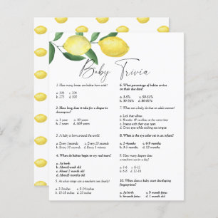 Papier Citrons - Trivia bébé   Jeu Baby shower