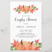 Papier Citrouille aquarelle Couples douche Invitation (Devant)