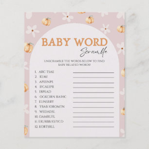 Papier Citrouille Automne Daisy Baby shower Word Scramble