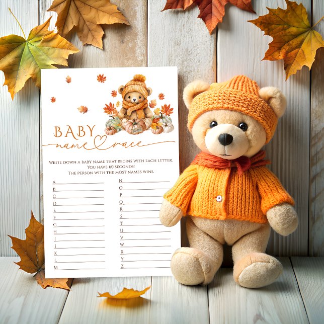 Papier Citrouille Automne Teddy Bear Nom Course Baby show (Créateur téléchargé)