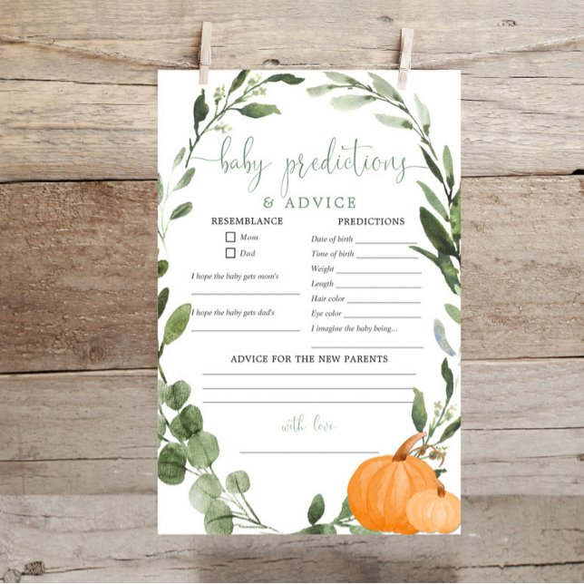 Papier Citrouille automne verdure bébé prédictions consei (Créateur téléchargé)