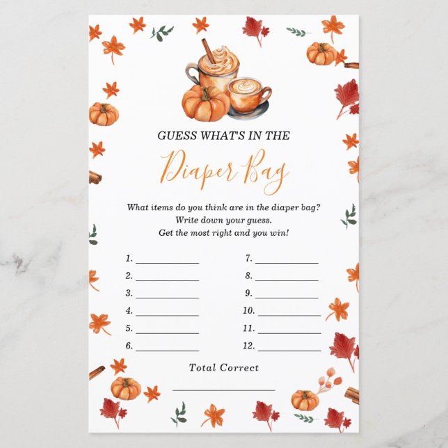 Papier Citrouille Baby shower épice Ce qui est dans le sa (Devant)