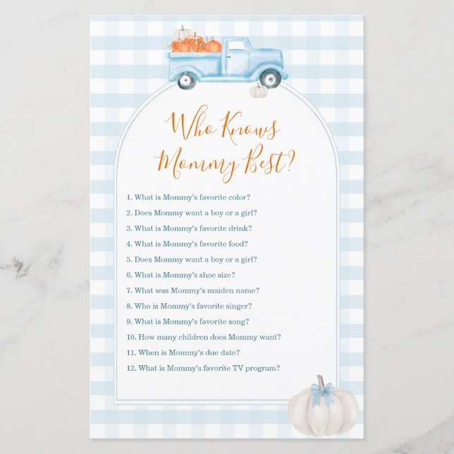 Papier Citrouille Blanc Bleu Camion Qui Connaît Maman Mei (Devant)