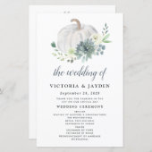 Papier Citrouille blanc Élégant Mariage Succulent Program (Devant / Derrière)