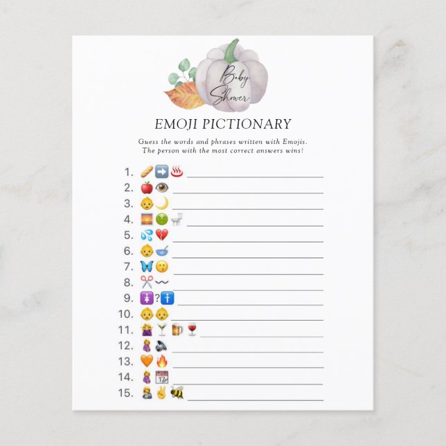 Papier Citrouille blanc \ Emoji jeu pictural (Devant)