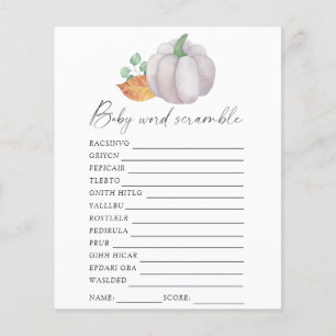 Papier Citrouille blanche - Jeu de baby shower avec des m