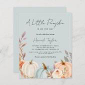 Papier Citrouille bleu Budget Baby shower d'automne Invit (Devant / Derrière)