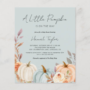 Papier Citrouille bleu Budget Baby shower d'automne Invit