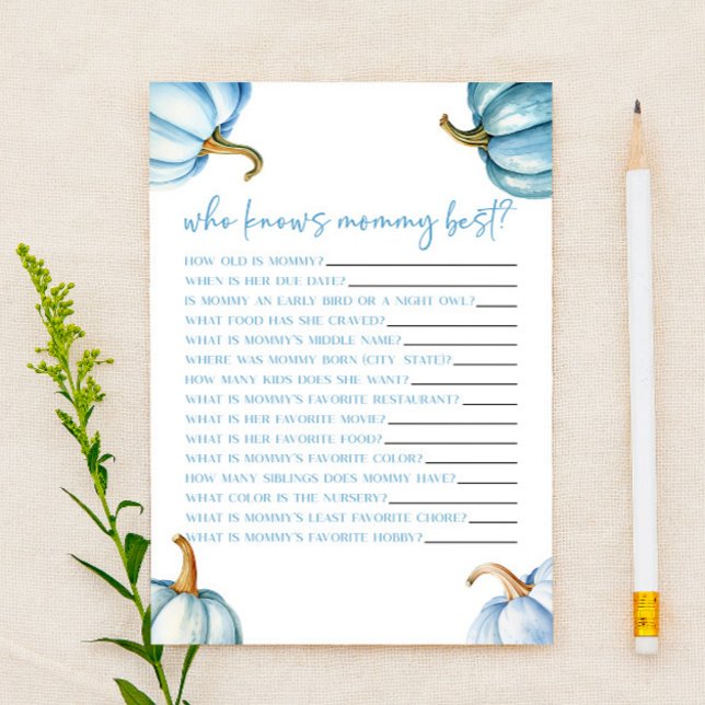 Papier Citrouille Bleu Chute qui connaît maman Baby showe (Créateur téléchargé)