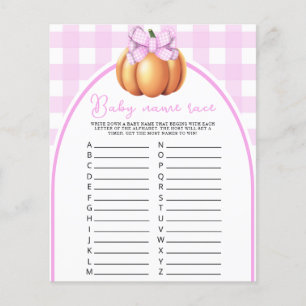 Papier Citrouille bow baby shower Baby name race jeu