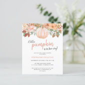 Papier Citrouille Budget Automne Floral Baby shower Invit (Debout devant)