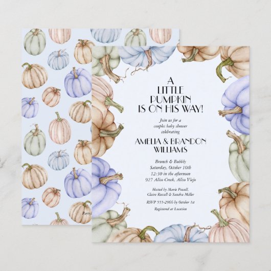 Papier Citrouille Budget Boy Baby Shower Invitations (Devant / Derrière)